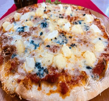 mussarela, catupiri, provolone, parmesão, e gorgonzola